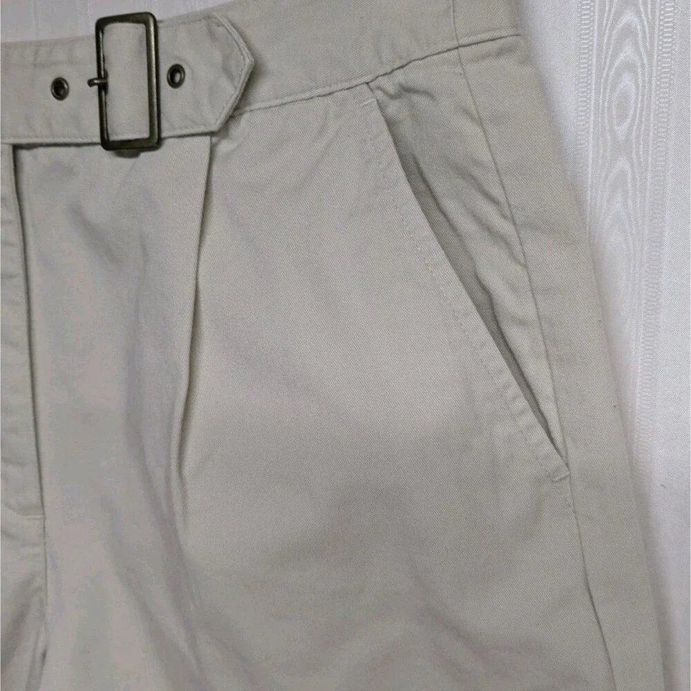 Talbots Petite Chino Shorts Women 12 Built-In Belt Beige Wide Leg Vintage Y2K